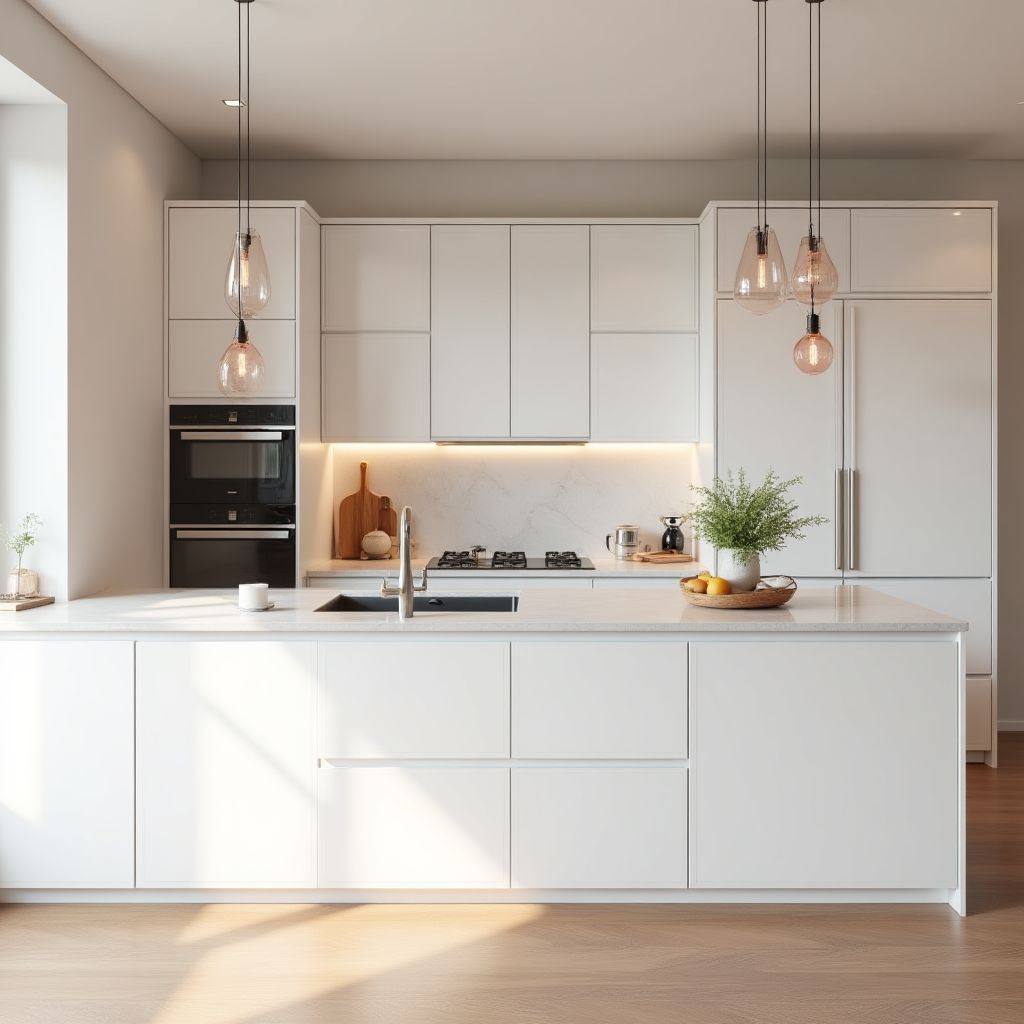 Cuisine minimaliste avec accents colorés